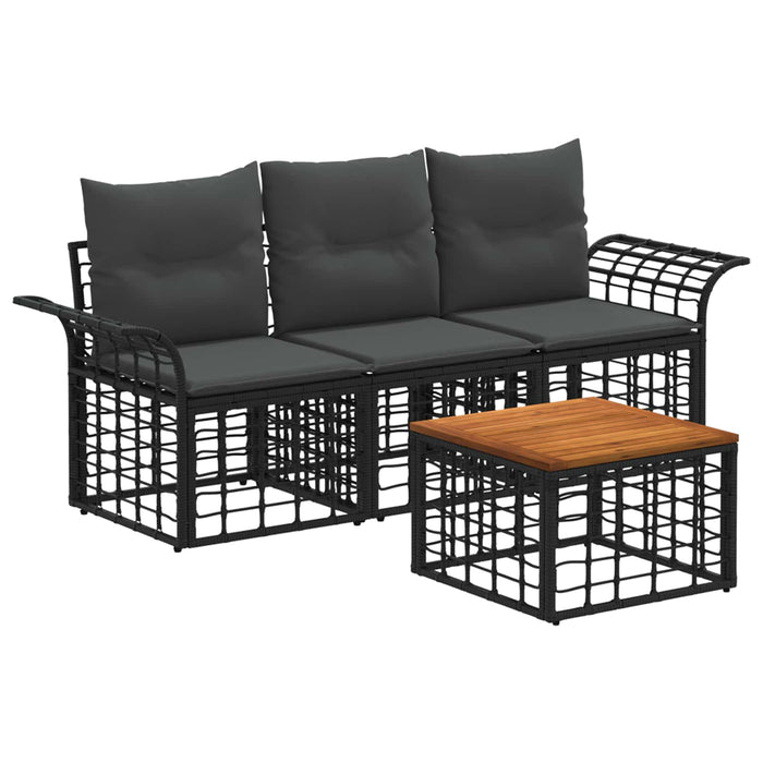 Set de canapele de exterior 4 pcs Negru și Gri închis Poliester - WALTI WALTI