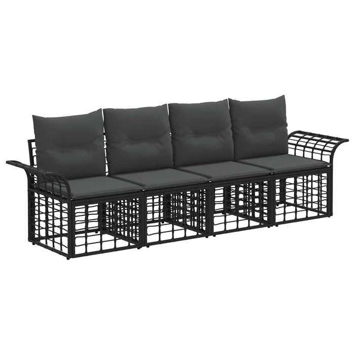 Set de canapele de exterior 4 pcs Negru și Gri închis Poliester - WALTI WALTI