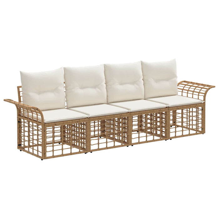 Set de canapele de exterior 4 pcs Alb Natural și Crem Poliester - WALTI WALTI