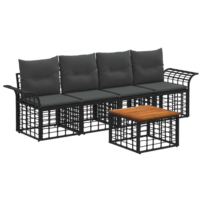 Set de canapele de exterior 5 pcs Negru și Gri închis Poliester - WALTI WALTI
