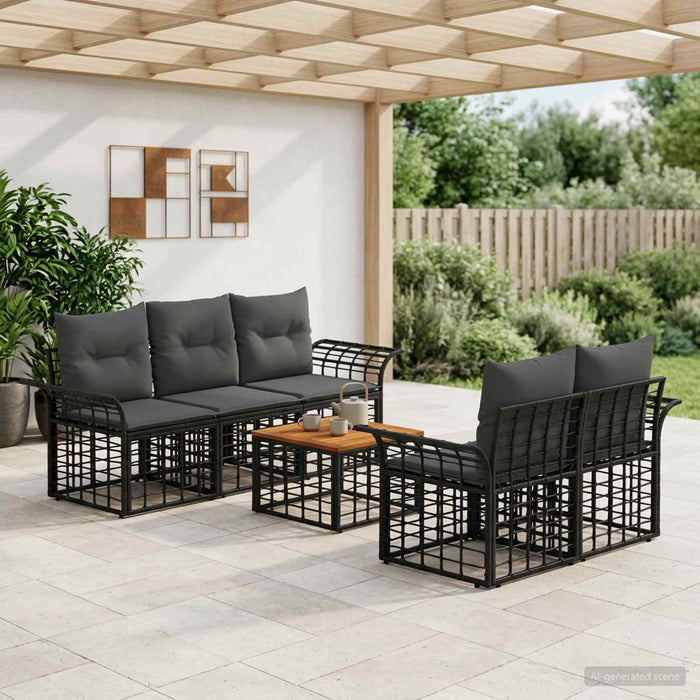 Set de canapele de exterior 6 buc. Negru și Gri închis WALTI