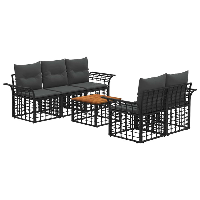 Set de canapele de exterior 6 buc. Negru și Gri închis WALTI