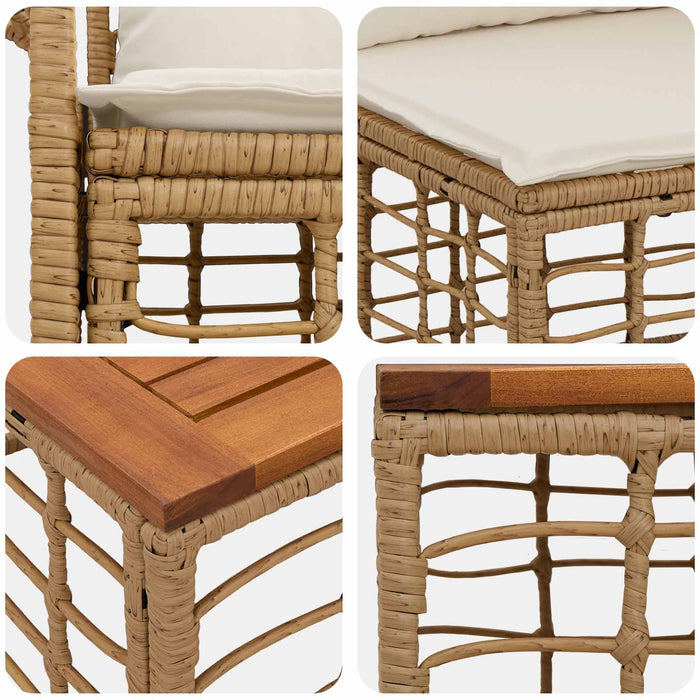 Set de canapele de exterior 6 buc. Alb Natural și Crem WALTI