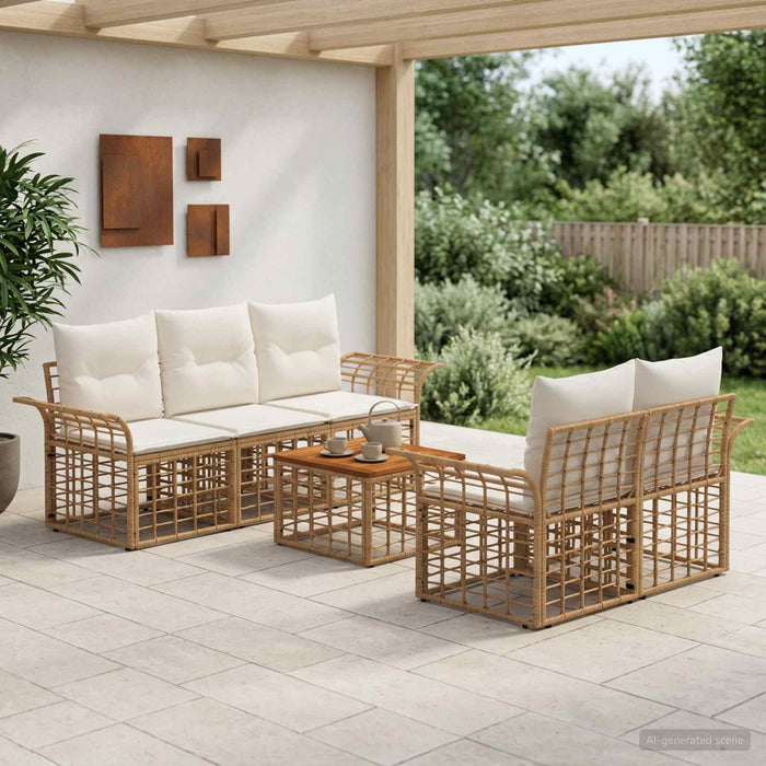 Set de canapele de exterior 6 buc. Alb Natural și Crem WALTI