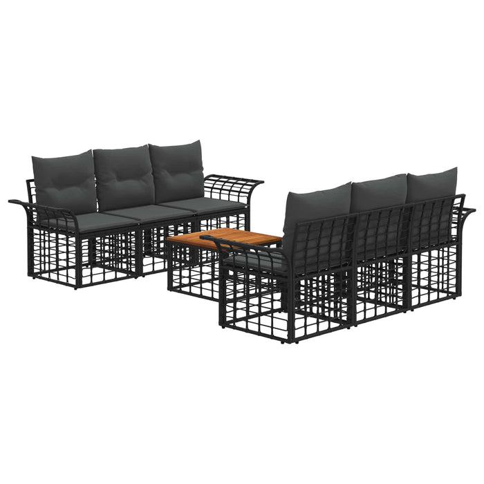 Set de canapele de exterior 7 buc. Negru și Gri închis WALTI