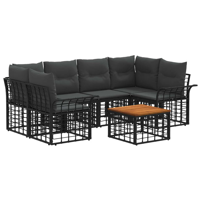 Set de canapele de exterior 7 buc. Negru și Gri închis WALTI