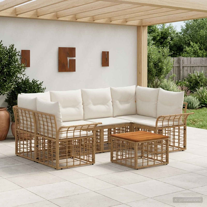 Set de canapele de exterior 7 buc. Alb Natural și Crem WALTI