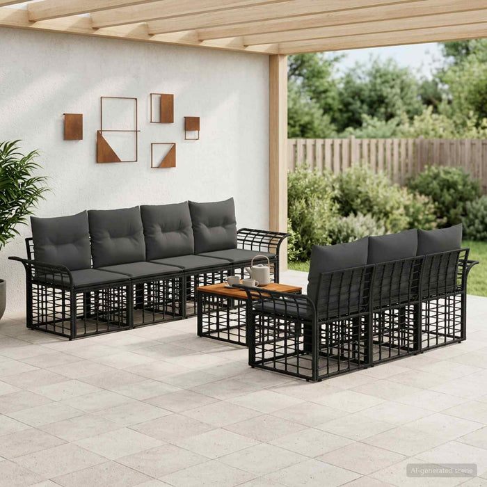 Set de canapele de exterior 8 buc. Negru și Gri închis WALTI