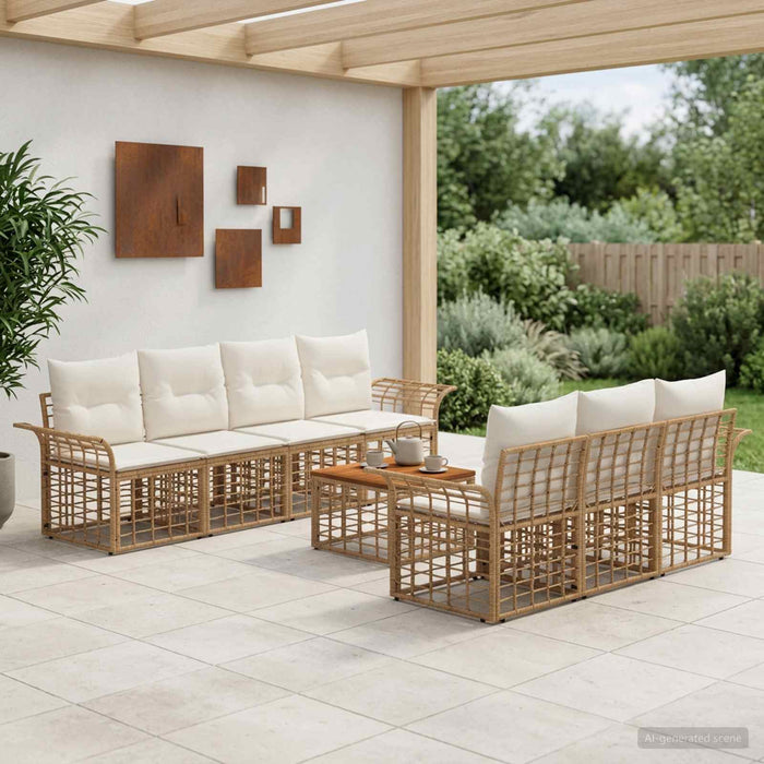 Set de canapele de exterior 8 buc. Alb Natural și Crem WALTI