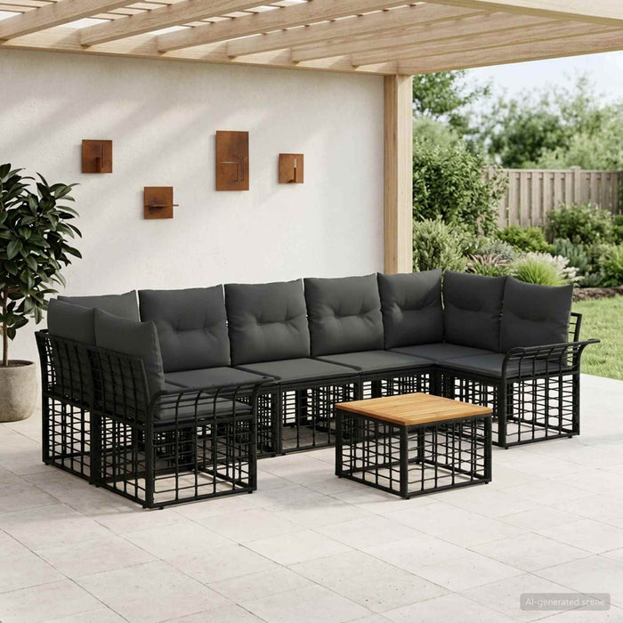 Set de canapele de exterior 8 buc. Negru și Gri închis WALTI
