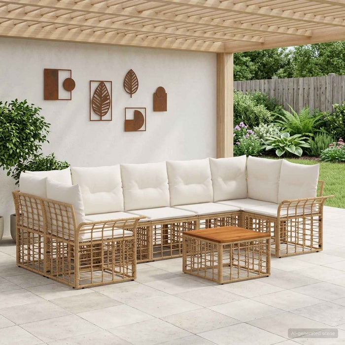 Set de canapele de exterior 8 buc. Alb Natural și Crem WALTI