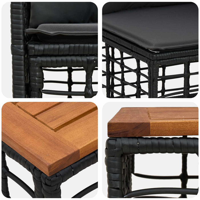 Set de canapele de exterior 9 buc. Negru și Gri închis WALTI