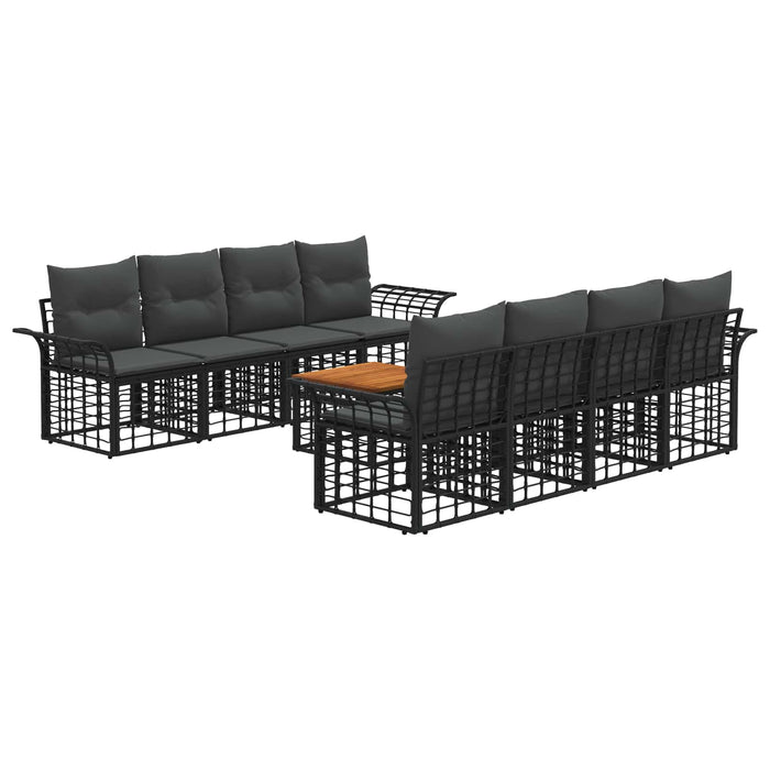 Set de canapele de exterior 9 buc. Negru și Gri închis WALTI