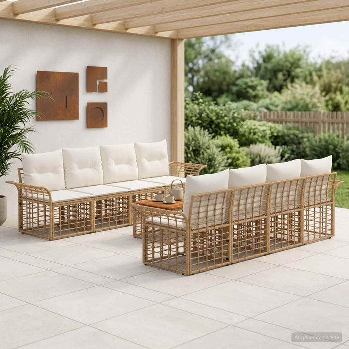Set de canapele de exterior 9 buc. Alb Natural și Crem WALTI