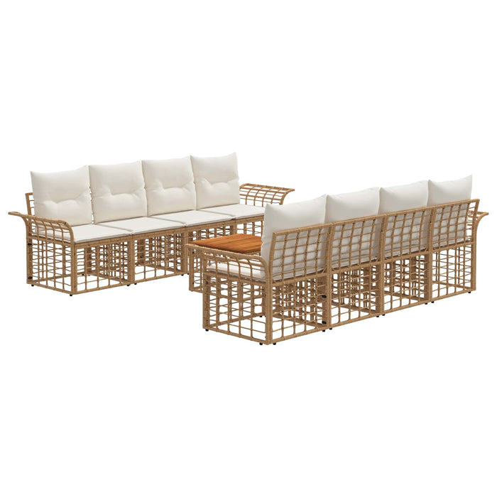 Set de canapele de exterior 9 buc. Alb Natural și Crem WALTI