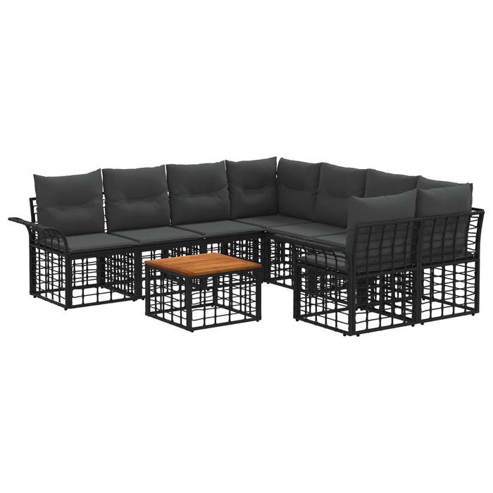 Set de canapele de exterior 9 buc. Negru și Gri închis WALTI