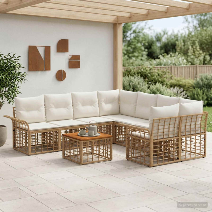 Set de canapele de exterior 9 buc. Alb Natural și Crem WALTI