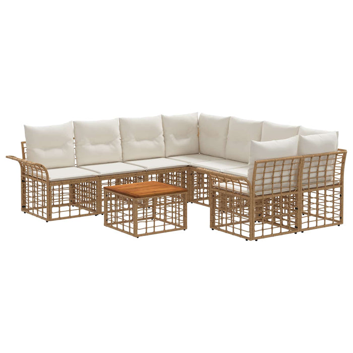 Set de canapele de exterior 9 buc. Alb Natural și Crem WALTI