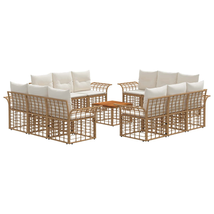 Set de canapele de exterior 13 pcs Alb Natural și Crem - WALTI WALTI