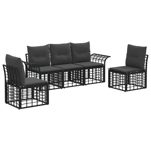 Set de canapele de exterior 5 pcs Negru și Gri închis Poliester - WALTI WALTI