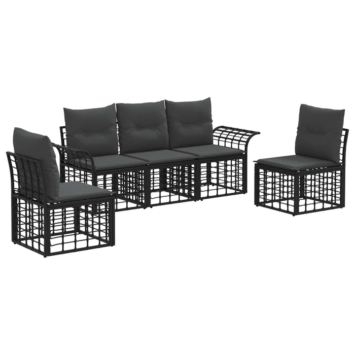 Set de canapele de exterior 5 pcs Negru și Gri închis Poliester - WALTI WALTI
