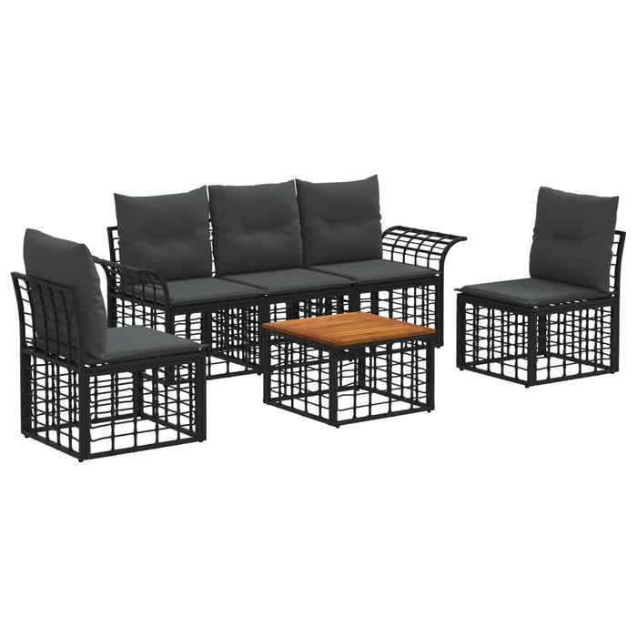 Set de canapele de exterior 6 pcs Negru și Gri închis Poliester - WALTI WALTI