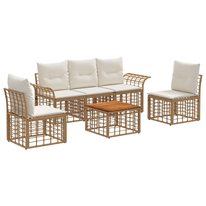 Set de canapele de exterior 6 pcs Alb Natural și Crem Poliester - WALTI WALTI