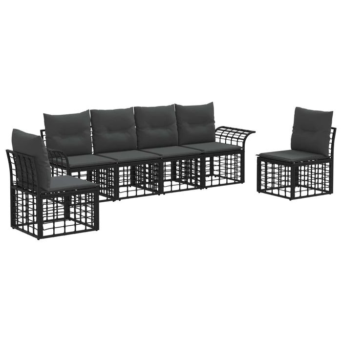 Set de canapele de exterior 6 pcs Negru și Gri închis Poliester - WALTI WALTI