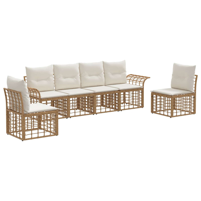 Set de canapele de exterior 6 pcs Alb Natural și Crem Poliester - WALTI WALTI