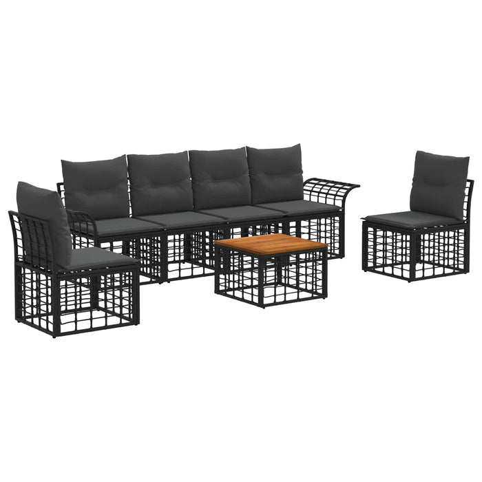 Set de canapele de exterior 7 pcs Negru și Gri închis Poliester - WALTI WALTI