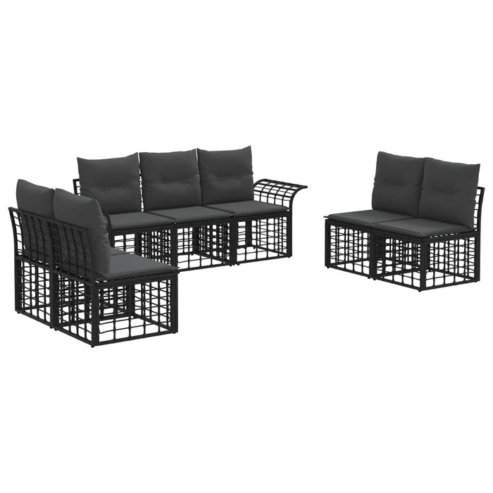 Set de canapele de exterior 7 pcs Negru și Gri închis Poliester - WALTI WALTI
