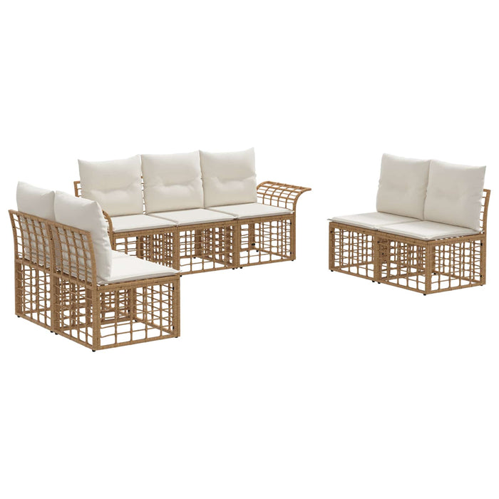 Set de canapele de exterior 7 pcs Alb Natural și Crem Poliester - WALTI WALTI