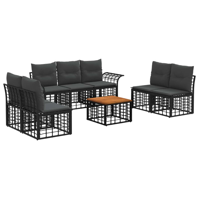 Set de canapele de exterior 8 pcs Negru și Gri închis Poliester - WALTI WALTI