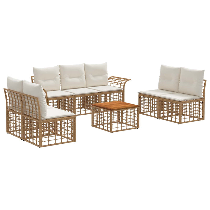 Set de canapele de exterior 8 pcs Alb Natural și Crem Poliester - WALTI WALTI