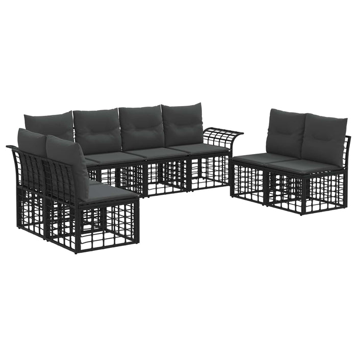 Set de canapele de exterior 8 pcs Negru și Gri închis Poliester - WALTI WALTI