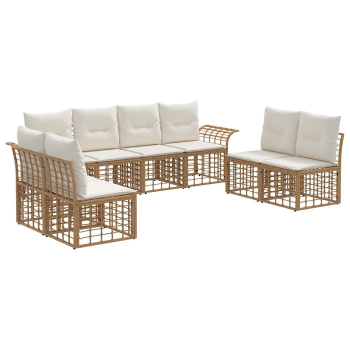 Set de canapele de exterior 8 pcs Alb Natural și Crem Poliester - WALTI WALTI