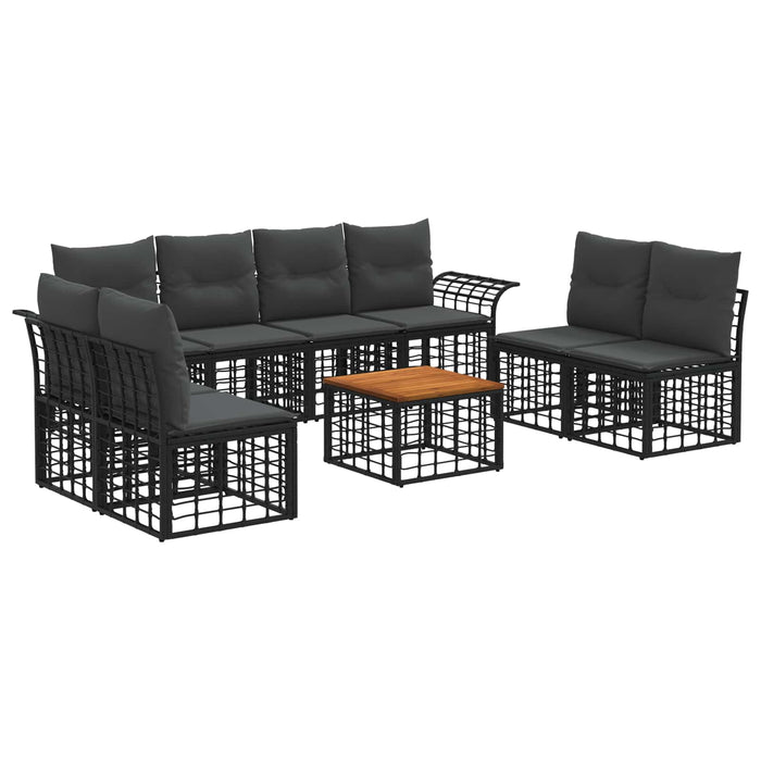 Set de canapele de exterior 9 pcs Negru și Gri închis Poliester - WALTI WALTI