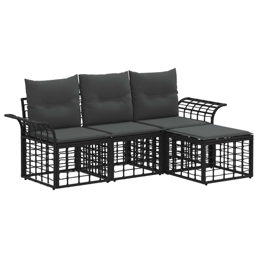 Set de canapele de exterior 4 pcs Negru și Gri închis Poliester - WALTI WALTI