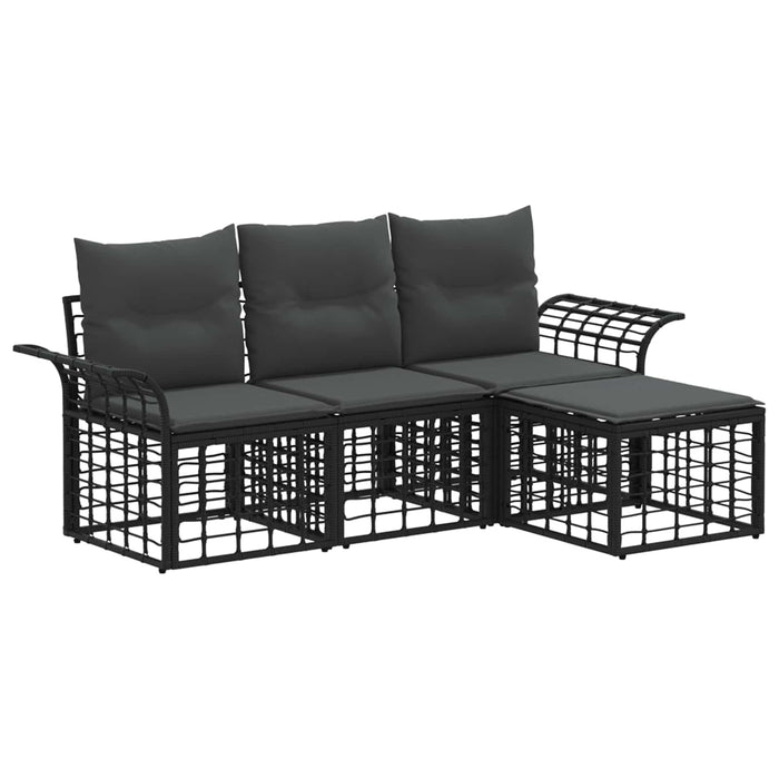 Set de canapele de exterior 4 pcs Negru și Gri închis Poliester - WALTI WALTI