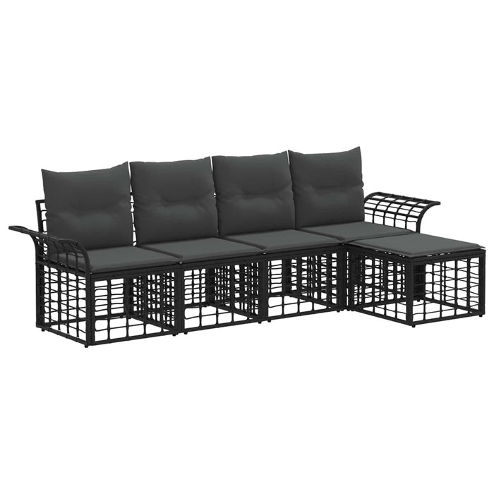 Set de canapele de exterior 5 pcs Negru și Gri închis Poliester - WALTI WALTI