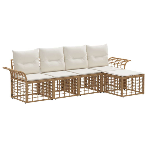 Set de canapele de exterior 5 pcs Alb Natural și Crem Poliester - WALTI WALTI