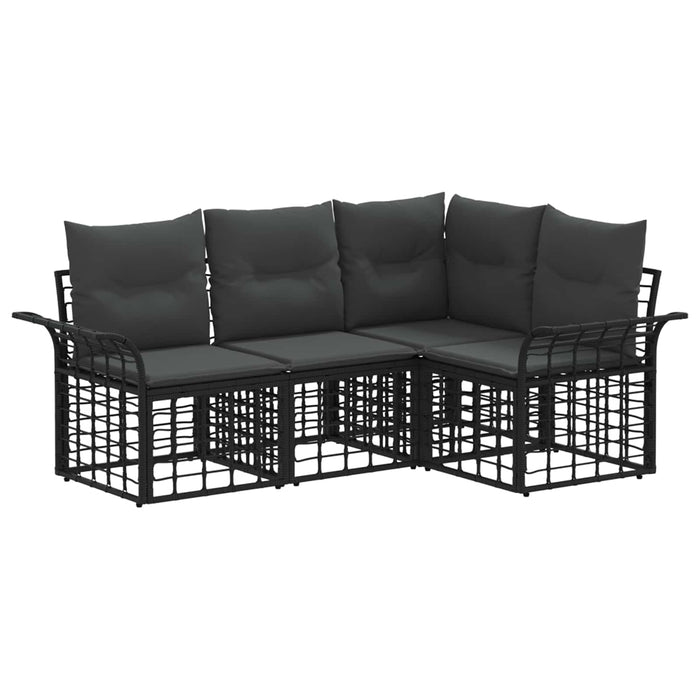 Set de canapele de exterior 4 pcs Negru și Gri închis Poliester - WALTI WALTI