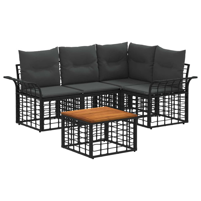 Set de canapele de exterior 5 pcs Negru și Gri închis Poliester - WALTI WALTI