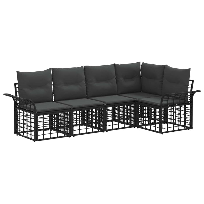 Set de canapele de exterior 5 pcs Negru și Gri închis Poliester - WALTI WALTI