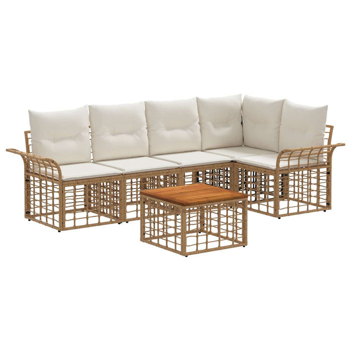 Set de canapele de exterior 6 pcs Alb Natural și Crem Poliester - WALTI WALTI