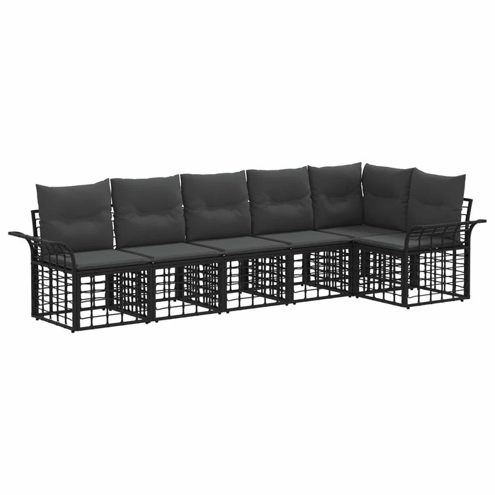 Set de canapele de exterior 6 pcs Negru și Gri închis Poliester - WALTI WALTI