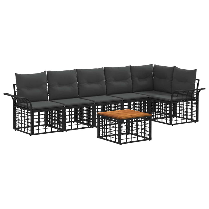 Set de canapele de exterior 7 pcs Negru și Gri închis Poliester - WALTI WALTI