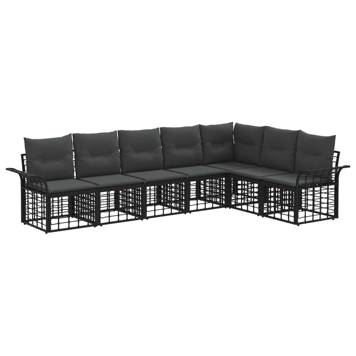 Set de canapele de exterior 7 pcs Negru și Gri închis Poliester - WALTI WALTI
