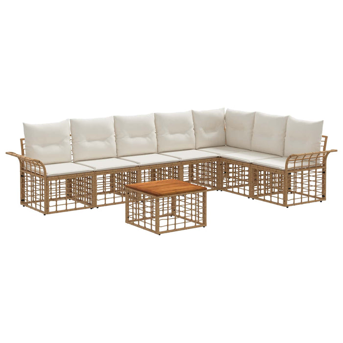 Set de canapele de exterior 8 pcs Alb Natural și Crem Poliester - WALTI WALTI