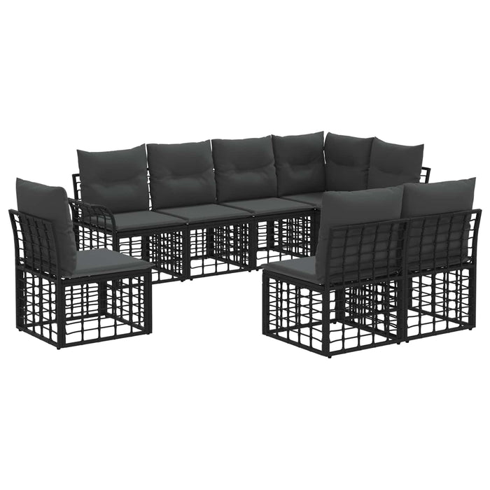 Set de canapele de exterior 8 pcs Negru și Gri închis Poliester - WALTI WALTI